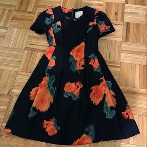 Anthropologie Navy & Orange Dress